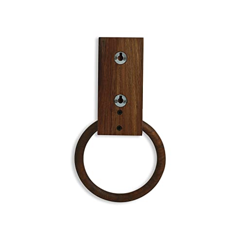Image of ExclusiveLane 'Floral Block' Hand Carved Towel Ring Holder in Sheesham Wood - Kitchen Towel Holder for Kitchen Face & Hand Towel Stand Hangers Bathroom Towel Ring for Wash Basin Bedroom Wall Decor