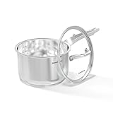 SUNHOUSE – 3 Quarts Stainless Steel Sauce Pan with Lid - PFOA-Free, Stainless Steel Sauce Pan, Advanced Impact Bonding Induction Base, Stay-Cool Handle, Compatible with All Cooktops