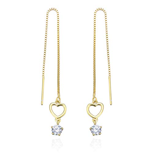 Boucles d'oreilles pendantes d'excellence en or sterling 925 et pierres de zircone