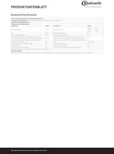Bauknecht B6B D841A X teilintegrierbarer Geschirrspüler / 60 cm/C / 14 Maßgedecke/PowerClean - Hochdruckdüsen/ActiveDry - automatisches Türöffnungssystem/Besteckschublade