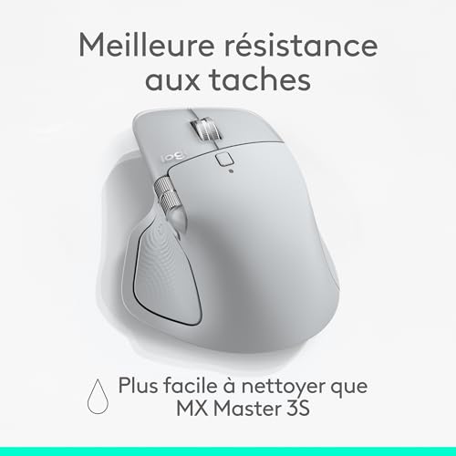 Logitech MX Master 4, Souris sans Fil Ergonomique avec Retour haptique de Performances avancées, défilement Ultra-Rapide, Recharge USB-C, Bluetooth, Windows, MacOS - Blanc