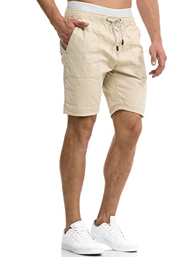 Indicode Herren Stoufville Chino Shorts mit 4 Taschen aus 98% Baumwolle | Bermuda Sommershorts für Männer White Pepper, L