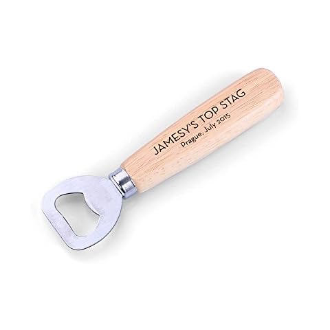 New Town Creative Personalised Natural Wooden Bottle Opener - Free Engraving - Best Gift for Men, Groomsmen, Ushers, Stags Cover
