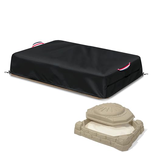 Sandbox Cover for Naturally Playful Sandbox II,Heavy-Duty 600D Waterproof Oxford Cloth Dustproof UV Resistant, 52" L x 33" W x 16" H,Outdoor Kids Toys Sand Box Covers (Black)