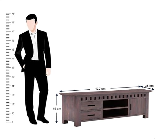 Image of Solid Rosewood Sheehsam TV Entertainment Unit| TV Stand Table| Sideboard Cabinet| Wooen TV Cabinet with Storage for Living Room & Office -Walnut1