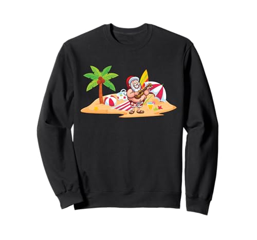 Santa Navidad en julio Funny Beach Guitar Verano Sudadera