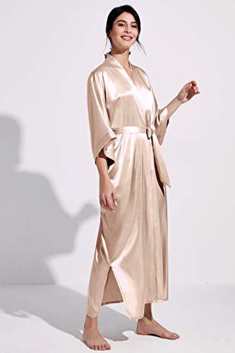 Image of PRODESIGN Satin Kimono Robe Women Long Silky Kimono Bathrobe Sleepwear Wedding Bridesmaid Robe