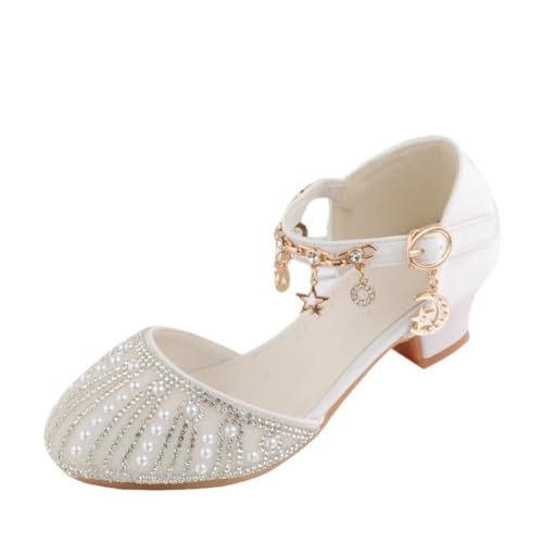 Girls Sparkle Mary Jane Pumps Glitter Low Heel Flower Girls Wedding Party Princess Dress Shoes for Toddler/Little Kid