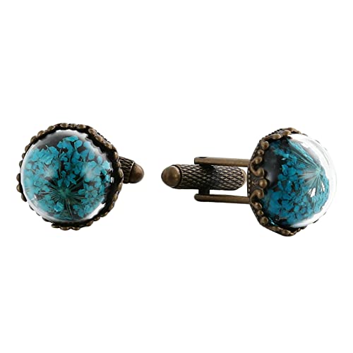 Mancuernillas para Hombre Modernas con Flores Artificiales Azules miniatura 1