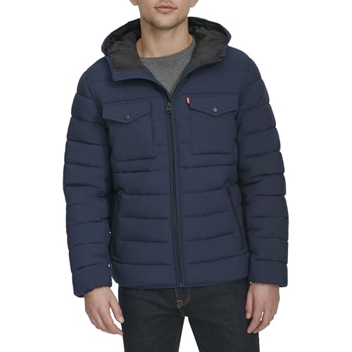 Image of Water Resistant Performance Stretch Hooded Puffer Jacket