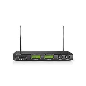 NEDIS “- Drahtloses Mikrofon-Set – 16-kanalig – 2 Mikrofone im Lieferumfang enthalten – Bis zu 6 Stunden Akkulaufzeit – Störunterdrückung – Inklusive 19″” Montagehalter, MPWL621BK