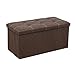 Składana ławka osmańska do przechowywania, skrzynia do przechowywania, podnóżek z bawełny, podnóżek, stołek do wymiany butów, wyściełane siedzisko, styl guzików, mieści do 330 funtów,Brown,76CM