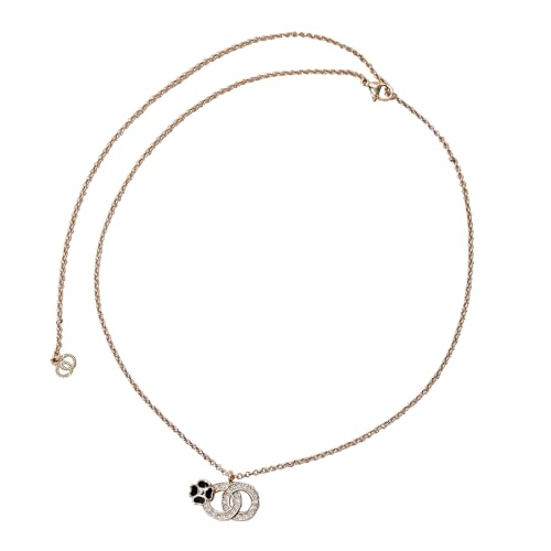 Gold Chain Necklace with Designer Logo Pendant and Charm,Decorated with clear crystals, Fashionable Women's Jewelry for Office, Date Night, Parties & Special Occasions; Thoughtful Gift for Valentine's Day, Birthday or Mother's Day