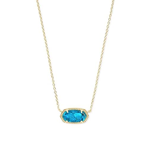 Kendra Scott Elisa Pendant Necklace for Women, Fashion Jewelry, 14k Gold-Plated, Bronze Veined Red Turquoise