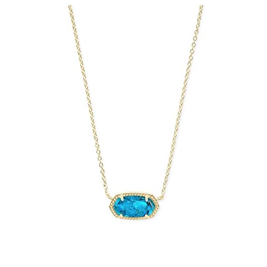 Kendra Scott Elisa Pendant Necklace for Women, Fashion Jewelry, 14k Gold-Plated, Bronze Veined Red Turquoise