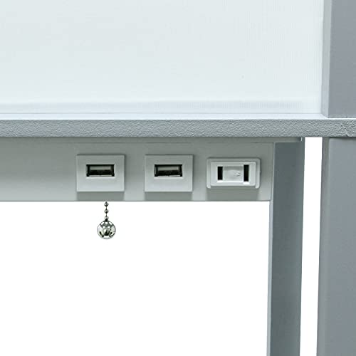 Simple Designs Lf1037-Gry Organizer Storage Shelf With 2 Ports, 1 Charging Outlet And Linen Shade Usb Etagere Floor Lamp, Gray #TOP5