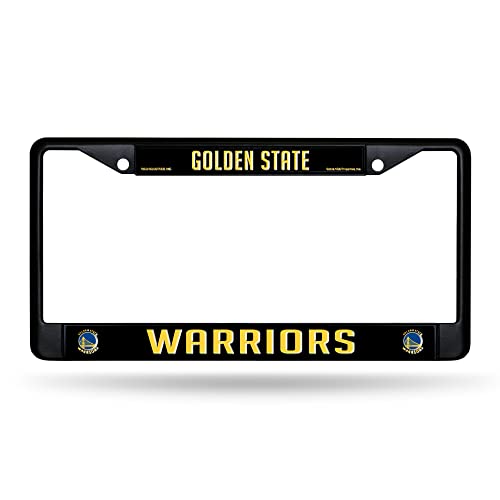 Rico Industries NBA Basketball Golden State Warriors Standard Black Chrome Frame with Plastic Inserts 12" x 6" Car/Truck Auto Accessory