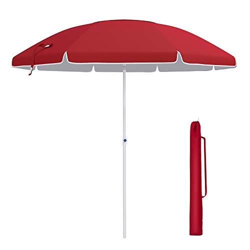 SONGMICS 7 ft Patio Umbrella with Fiberglass Ribs, Beach Umbrella, Heavy Duty Outdoor