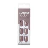 KISS imPRESS Color Press-On Nails, Gel Nail Kit, PureFit Technology, Short Length, “Taupe Prize”, Po