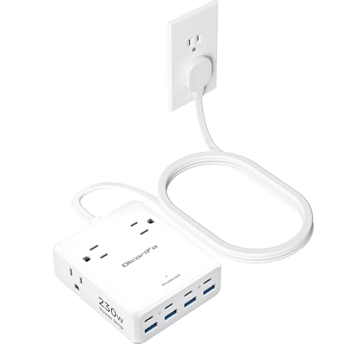 Olcorife 230W USB Power Strip, Ultra Thin Flat Plug