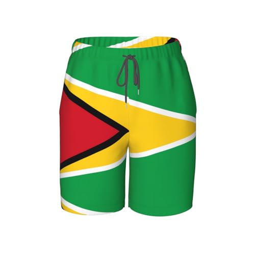 Flag of Guyana Youth Beach Pants, Soft and Breathable, with Drawstring Waist, Suitable for Sports and Leisure.
