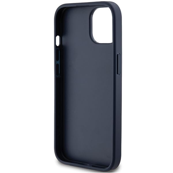 Coque iPhone 15 Plus GUESS rigide bleue avec logo 4G triangle en métal - 7