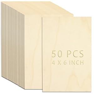 50 Pieces Unfinished Wood Pieces, Thin Wood Sheets Plywood Sheets Unfinished Basswood Sheets for Wooden DIY Ornaments, Painting, Drawing, Laser, Wood Engraving, Wood Burning(150x100x2mm)
