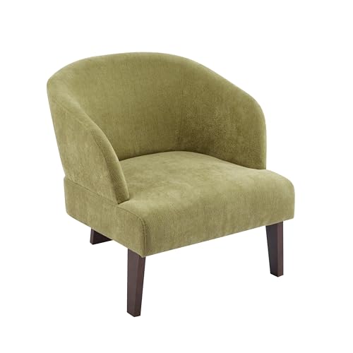 Sillón Barrel Verde Oliva Tela con Base de Madera miniatura 6