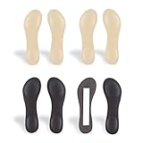 CB 4-Pairs of Cloth Surface Sponge Inserts Invisible Slim Lightweight Insoles Liners, Ball of Foot Pain Relief Cushion, Barefoot Support, 3/4 Length for Women's Shoes 5-7, Style A, Nude & Black