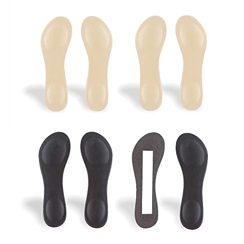 Image of CB 4-Pairs of Cloth Surface Sponge Inserts Invisible Slim Lightweight Insoles Liners, Ball of Foot Pain Relief Cushion, Barefoot Support, 3 /4 Length for Women's Shoes 5-7, Style A, Nude & Black