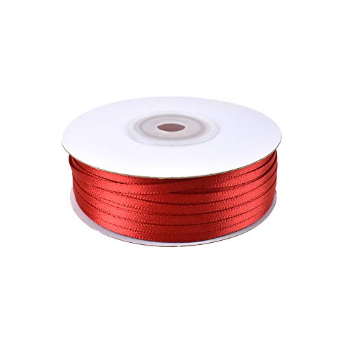 Homeford Ruban de satin double face, 0,6 cm, 91,4 m, rouge