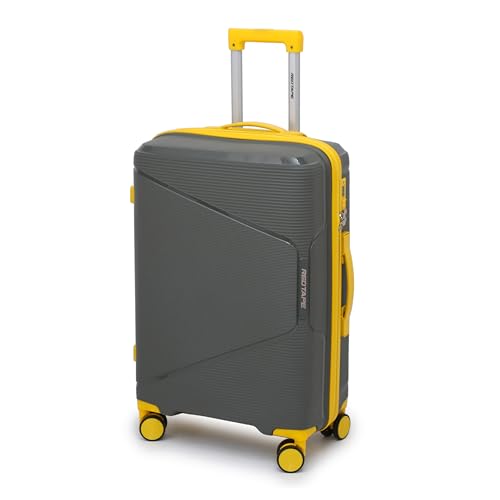 Image of Red Tape 60L Polypropylene Hard Luggage Trolley Bag | 69cm Medium Check-in Suitcase with 360 8 Spinner Wheels, Combination Lock & Lightweight Design | Travel Luggage for Men & Women (Olive & Yellow)