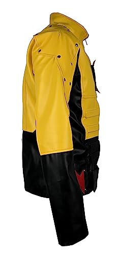 Flash Men Yellow and Black Pu Faux Leather Jacket2