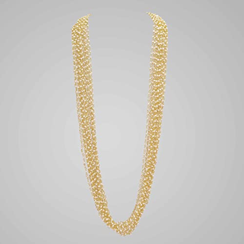 Zephyrr Beautiful Multistrand Long Necklace With Small White Pearl Beads For Women And Girls #TOP3
