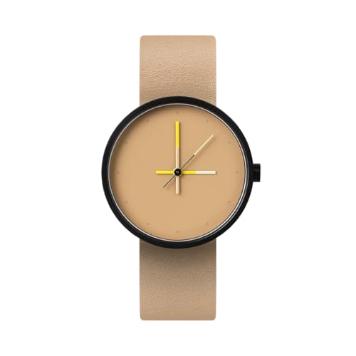 Montre AARK Accent acier noir et cuir sable : le choix d'un cadran épuré lisible