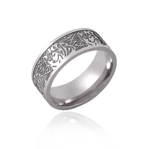 SIPURIS Norse Viking Ring for Men Odin's Fenrir Wolf Head Ring Stainless Steel Celtic Knot Ring Viking Lovely Wolfdog Ring for Men Jewelry Gift, Stainless Steel, No Gemstone SIPURIS Norse Viking Ring for Men Odin's Fenrir Wolf Head Ring Stainless Steel Celtic Knot Ring Viking Lovely Wolfdog Ring for Men Jewelry Gift, Stainless Steel, No Gemstone