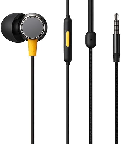 realme Buds 3 Wired Earphones with Mic (Black) | 9mm Dynamic Driver | 3.5mm Jack | Single Button Control | Braided Tangle-Free Cable | Model RMA2419 (Buds 3 3.5mm Wired Earphone, Color Black) In Ear