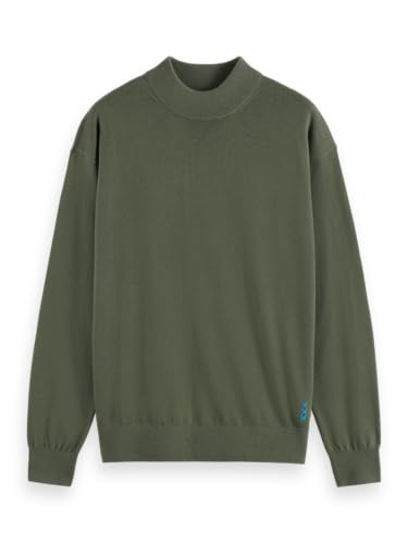Pull Scotch & Soda homme coupe ample vert Thym pour éviter le froid au cou