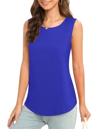 Image of Women's Sleeveless Chiffon Tank Top Business Casual Blouse Tunic Top