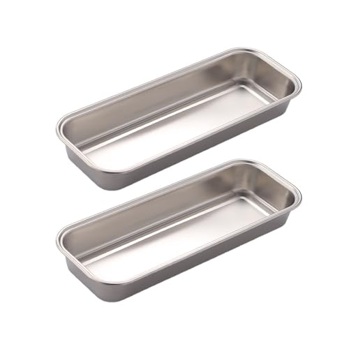 �p�^ �o�b�g �X�e�����X �[�^�p�g���[ �����` �g���[ �H�i�f�B�X�v���C�p ���i �h�g �O�ؗp 2�Z�b�g (�V���o�[, 27x10.5x3.5cm)