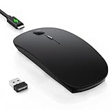 TECKNET Bluetooth Wireless Mouse for Laptop, Rechargeable Silent Computer Mouse (Bluetooth 5.2/3.0 & 2.4G), Ultra-Thin, 6-Level Adjustable 4800 DPI Bluetooth Mouse for Mac OS, iPad, Windows, Android