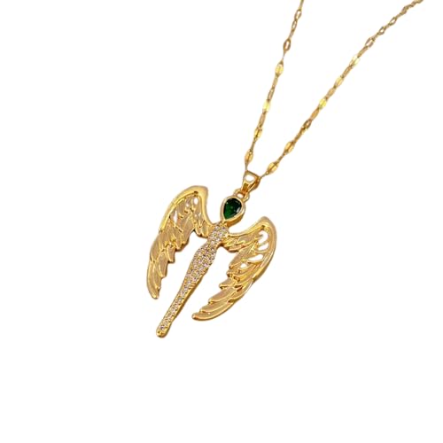 Pendentif Croix d'ange haut de gamme pour femmes avec sa chaîne de synthèse en or
