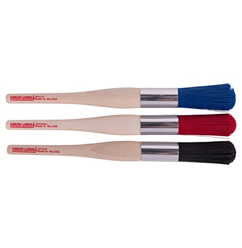 Image of Ohio Brush Works, Parts Cleaning Brush, Handmade in The USA, Home and Auto Use, Solid Ergonomic Wood Handle (3 Pack - Soft, Medium, Stiff)