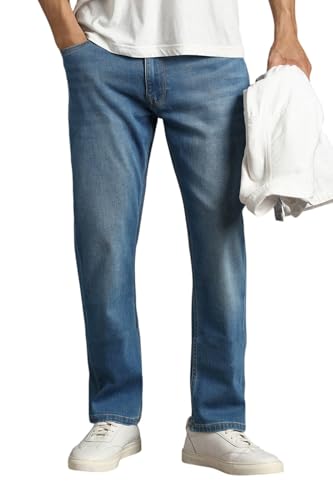 Image of Louis Philippe Men's Regular Fit Stretch Fabric for Comfort Premium Wash Aesthetic Authentic Twill and Durable Jeans
