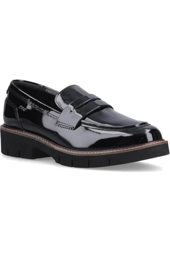 Pod Kaltin - Mocassini da donna in pelle, colore: Nero, Vernice nera, 39 EU