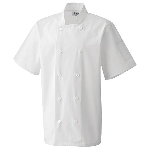 Premier Unisex Short Sleeved Chefs Jacket/Workwear (M) (White)
