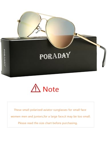 PORADAY Small Polarized Aviator Sunglasses for Small Face Women Men and Juniors2