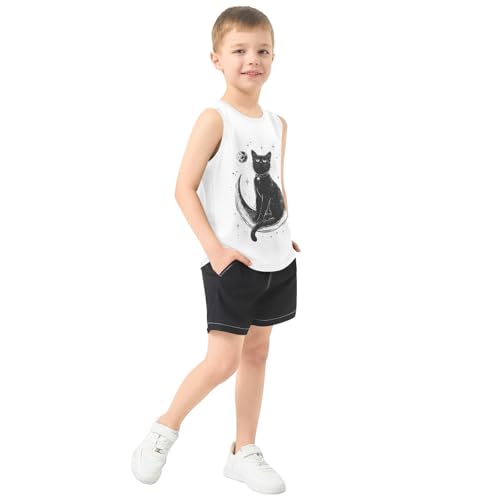 Cat Moon Boys Tank Tops Toddler Sleeveless Tank Top Undershirts for Boy,3T4