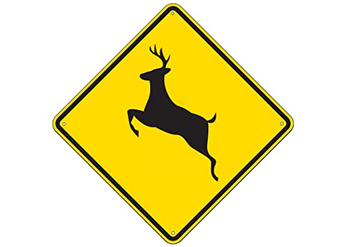 Rogue River Tactical JJ450 Funny Metal Warning Deer Crossing Xing Tin Sign Wall Décor Man Cave Bar Buck Hunting Hunter cover
