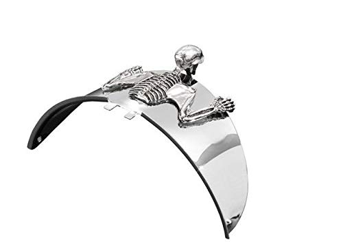 Highway Hawk Crouching Skeleton/Skull Chrome Statue for Motorcycle Headlight Visors/Fenders (10 cm)